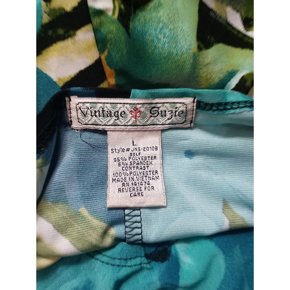 Vintage Suzie Floral Blouse Womens Large Batwing Shirt 90s Fashion Top Tropical - Picture 11 of 11